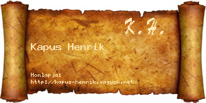 Kapus Henrik névjegykártya